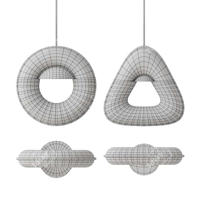 Ring and Triangle Glass LED Fixture 3D model image 4