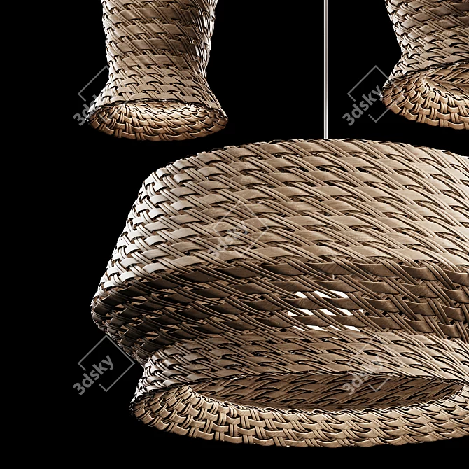 Rattan Pendant Lights Trio: Modern Elegance 3D model image 2