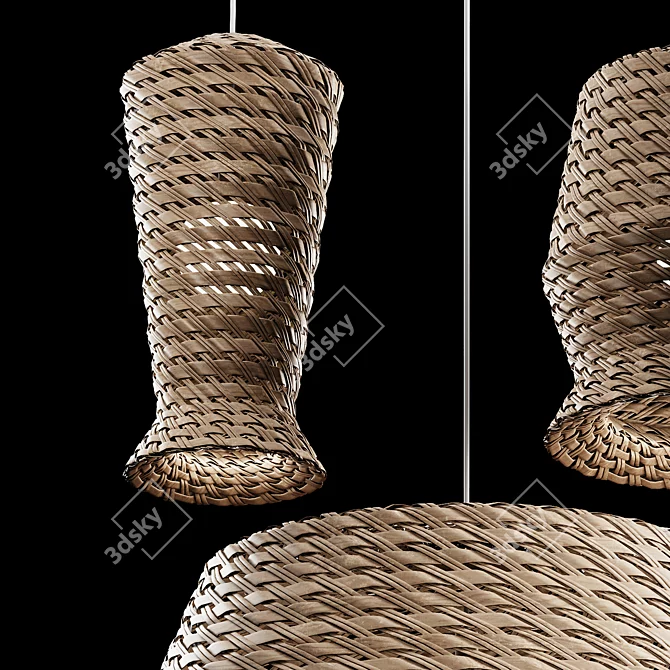 Rattan Pendant Lights Trio: Modern Elegance 3D model image 4