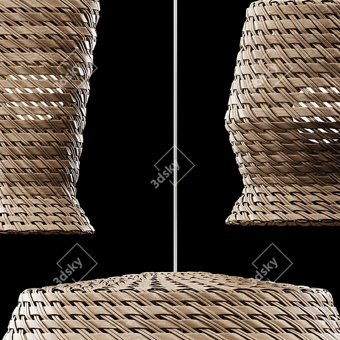 Rattan Pendant Lights Trio: Modern Elegance 3D model image 5