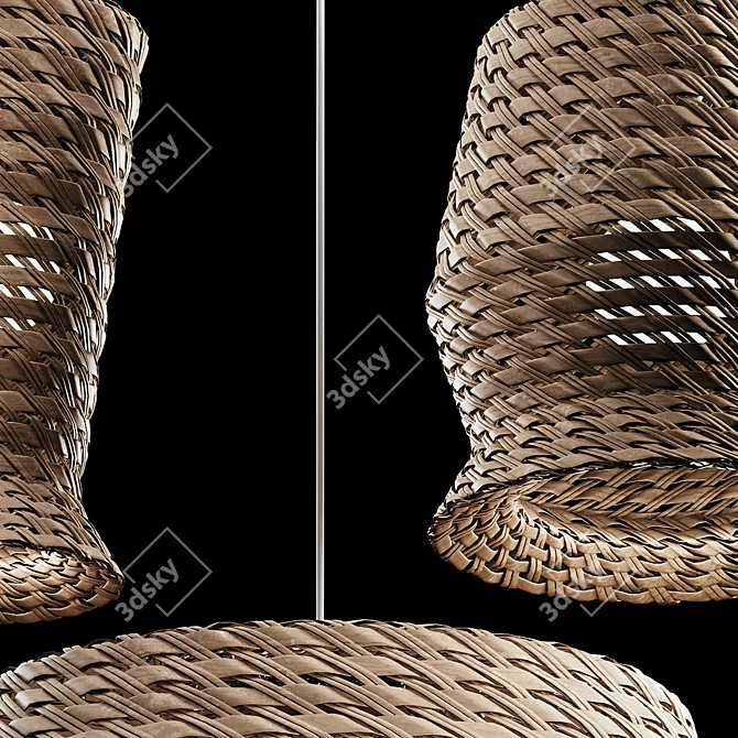 Rattan Pendant Lights Trio: Modern Elegance 3D model image 6