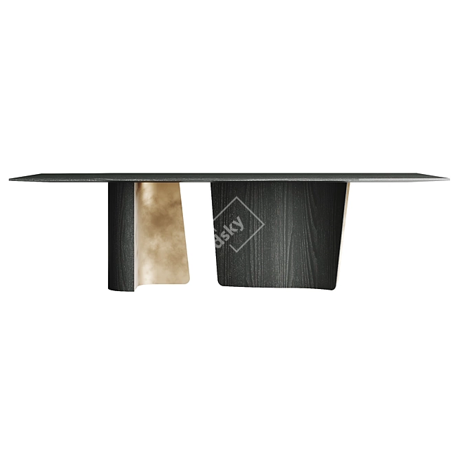 Elegant Leaf Wood Marble Table 3D model image 8