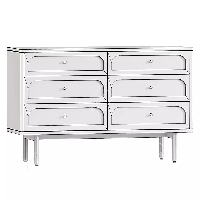 Modern 6-Drawer Olive Cane Dresser 3D model image 3