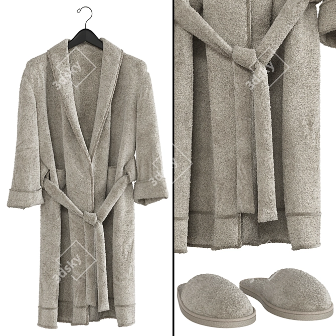 Luxury Spa Set: Robe & Slippers 3D model image 2