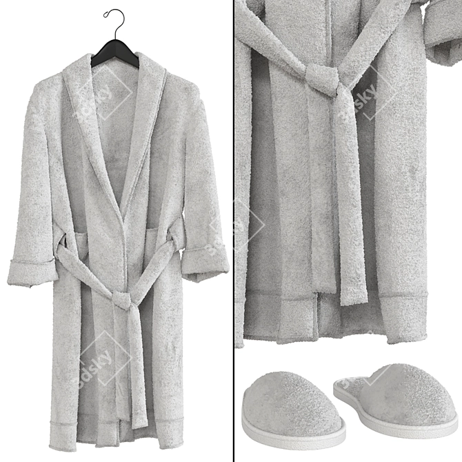 Luxury Spa Set: Robe & Slippers 3D model image 3