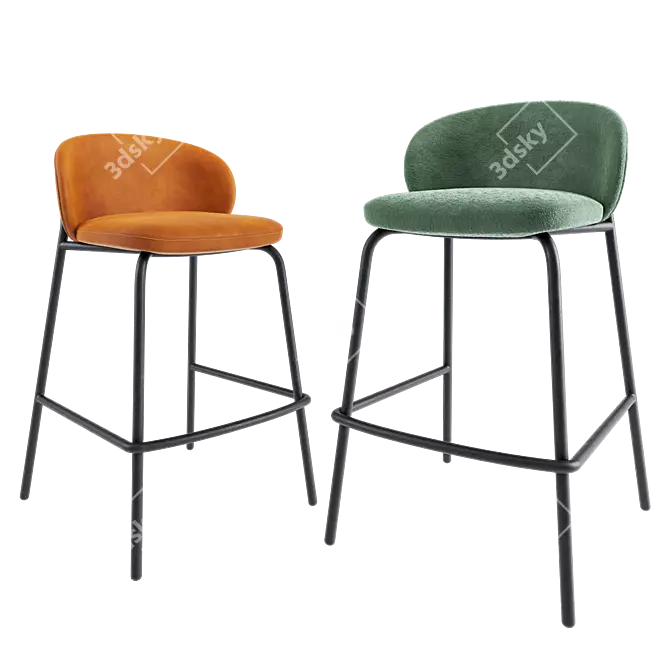 Modern Corona Princeton Barstool Model 3D model image 1