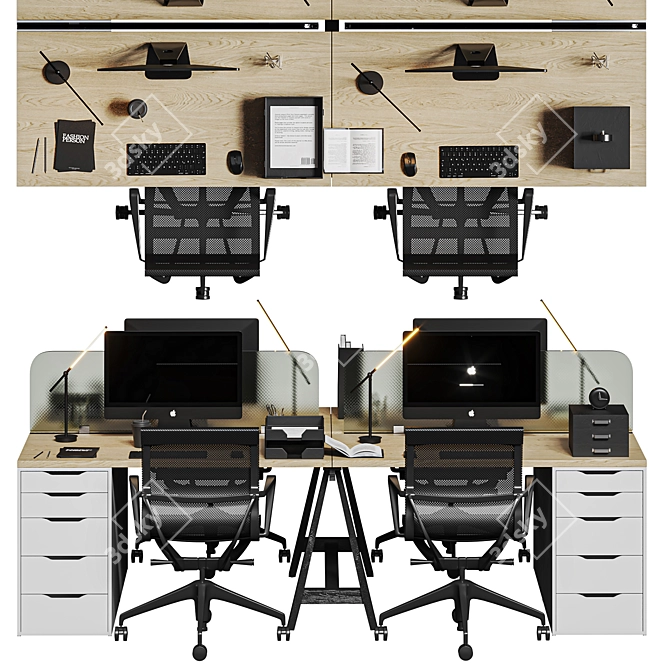 High-Detail Office Furniture Collection 3D model image 2