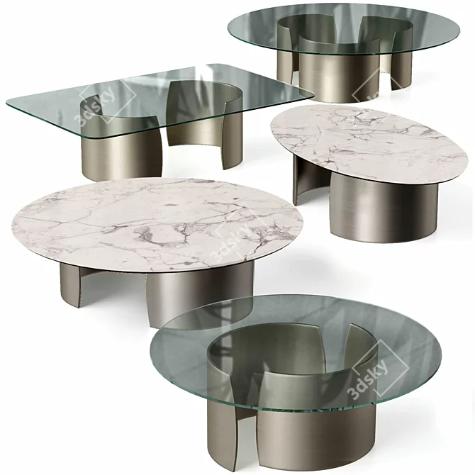 Petalo 40 Glass and Marble Tables 3D model image 15