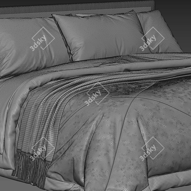 Sleek Emmett Bed Metal Legs 3D model image 3