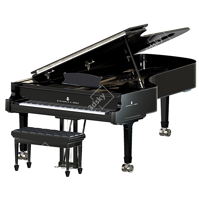 Sleek Steinway Black Piano 2015 3D model image 1