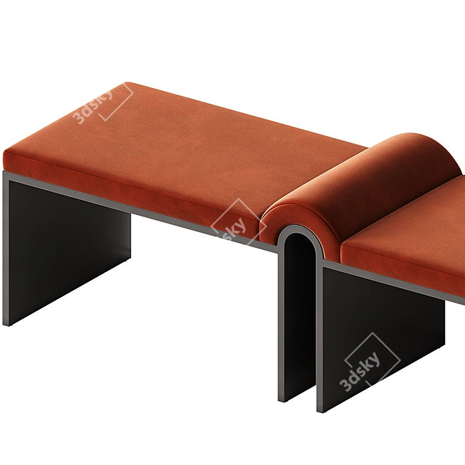 Velvet Bronze Arc Bench 3D model image 2