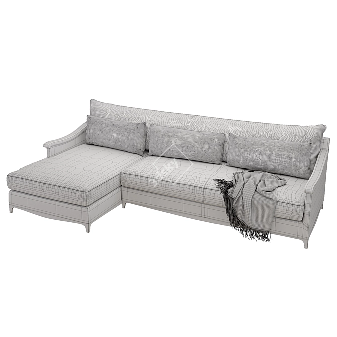 Luxury Serpentine Chaise Sectional Sofa 3D model image 2