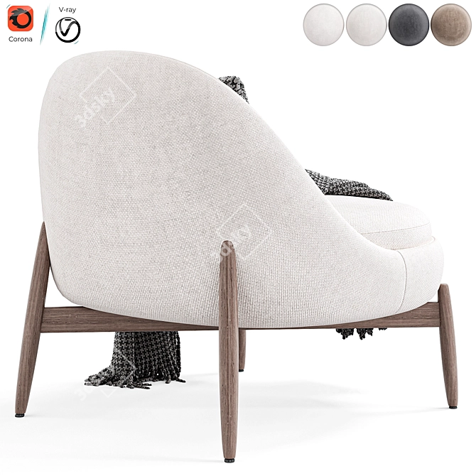Modern Minotti Sendai Armchair in Multiple Formats 3D model image 2