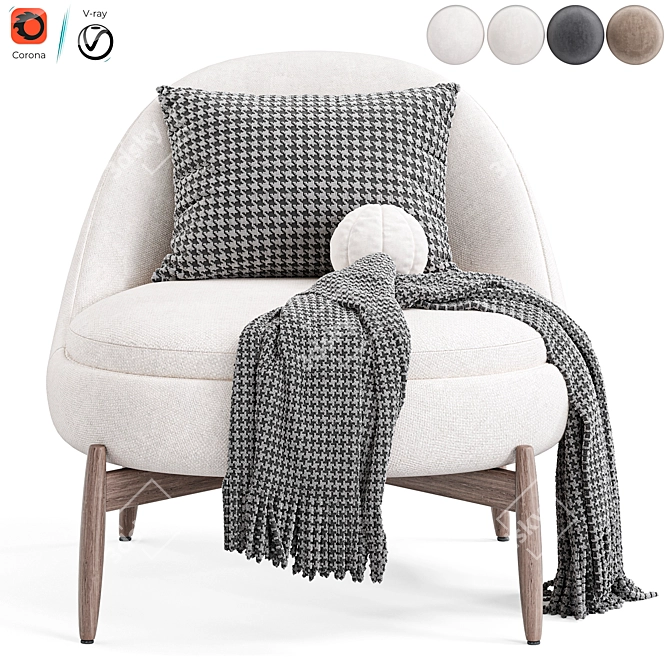 Modern Minotti Sendai Armchair in Multiple Formats 3D model image 3