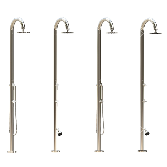 Marine-Grade Steel Outdoor Shower 3D model image 2