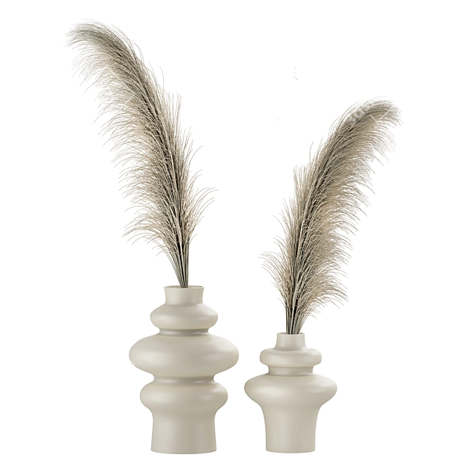 Boho Pampas Plant Vase Set 3D model image 2