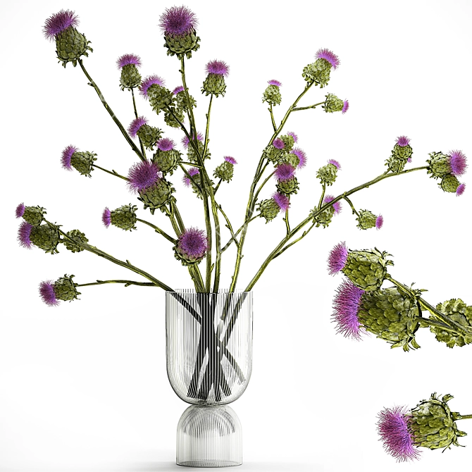 Thistle Thicket Greenery Bouquet 3D model image 1