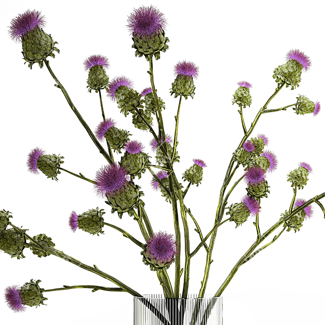 Thistle Thicket Greenery Bouquet 3D model image 2