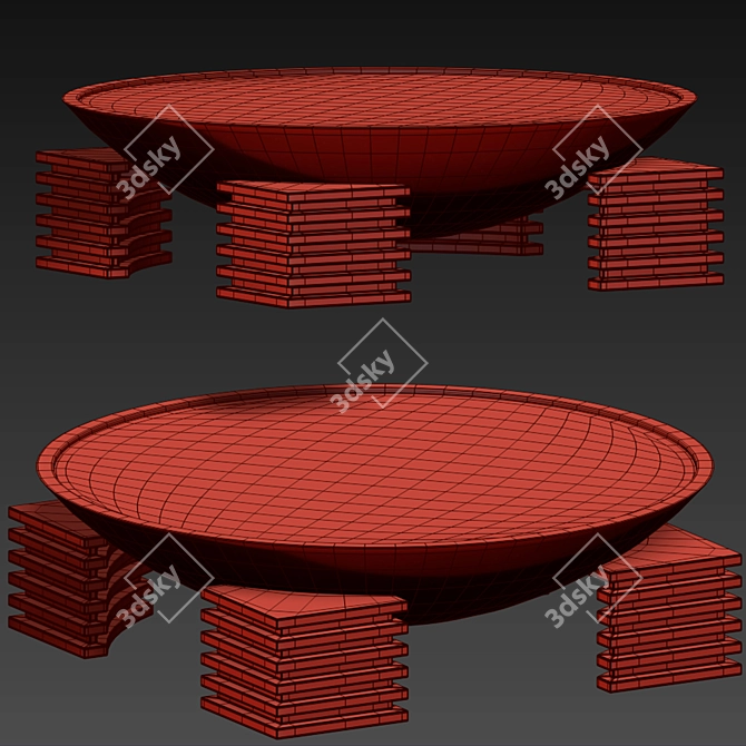  Ebonized Oak Dome Coffee Table 3D model image 4