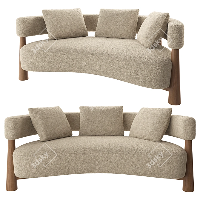 Modern Cove Settee Furniture Piece 3D model image 1