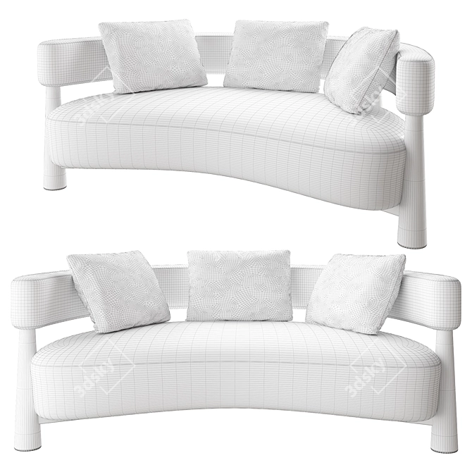 Modern Cove Settee Furniture Piece 3D model image 3