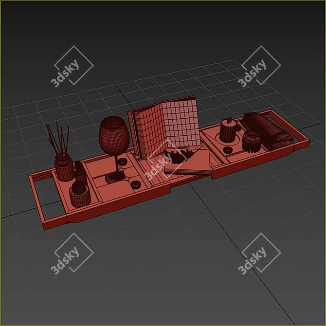 Bathroom Tray Set for 3D 3D model image 4