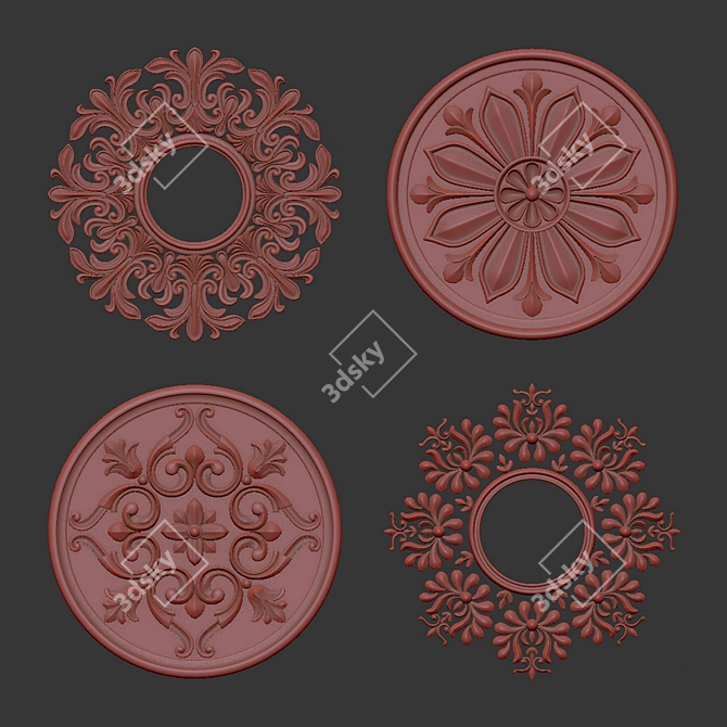 Luxury 3D Ornament Element Pack 3D model image 6