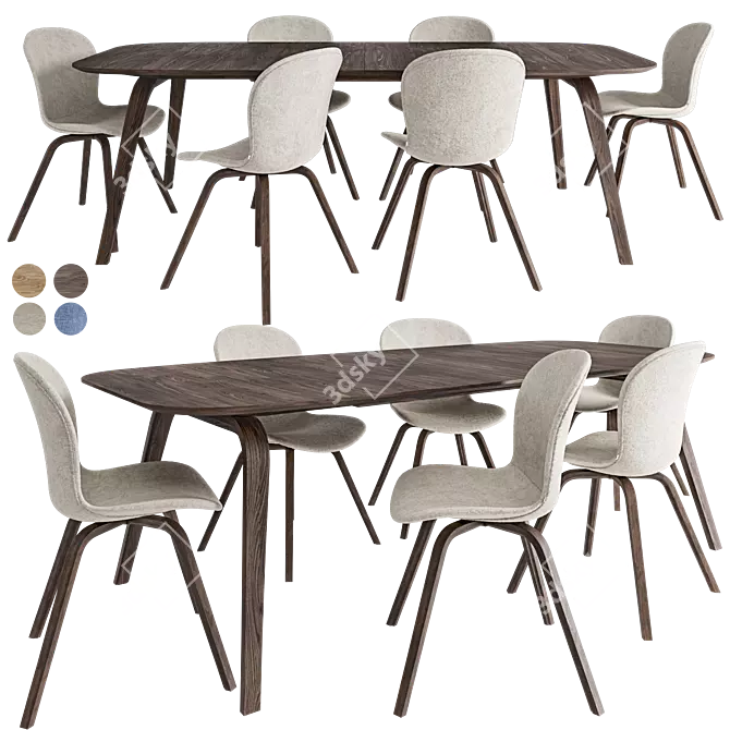 Modern Hauge Dining Set 3D model image 1