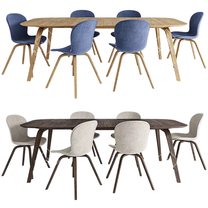Modern Hauge Dining Set 3D model image 2