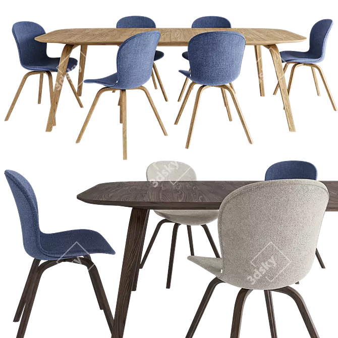 Modern Hauge Dining Set 3D model image 3