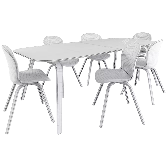Modern Hauge Dining Set 3D model image 5