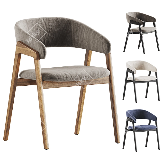 Josra Dining Chair Natural Oak 3D model image 1