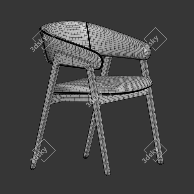 Josra Dining Chair Natural Oak 3D model image 5