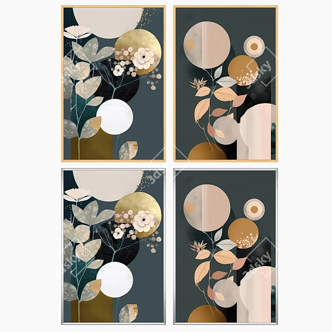 Modern Art Set with Frames 3D model image 3