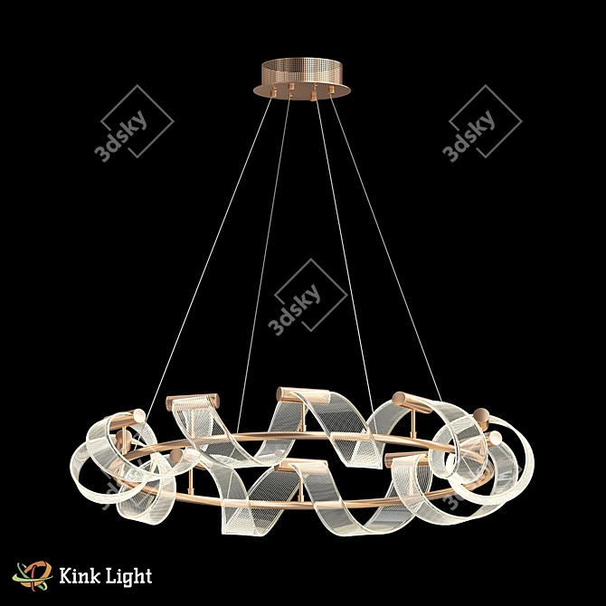 Modern Gold Pendant Chandelier 3D model image 1