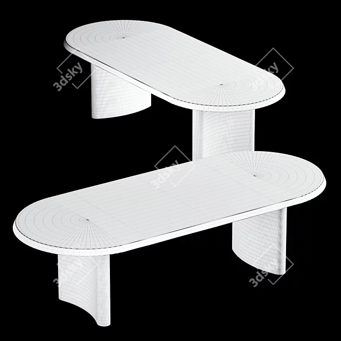 Luxury Ash Wood Dining Table 3D model image 6