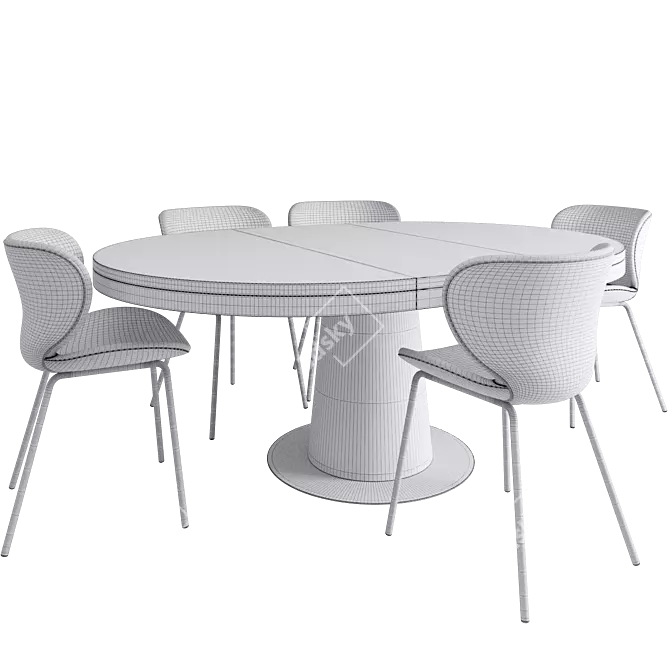 Elegant Granada Dining Set 3D model image 5