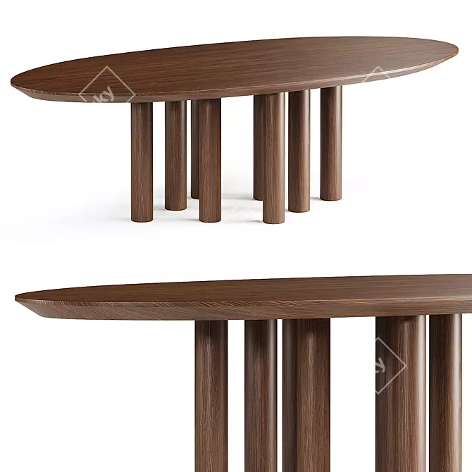 Contemporary Solid Oak Dining Table 3D model image 1
