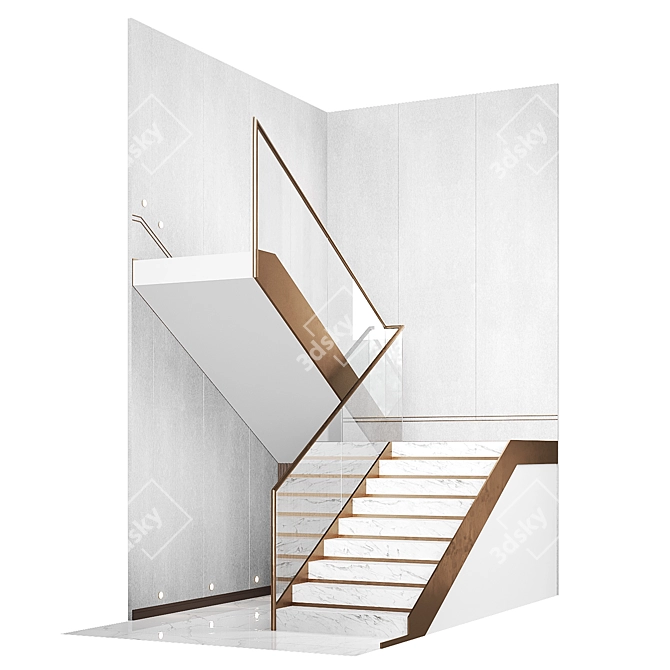 Modern Staircase with Railings 3D model image 7