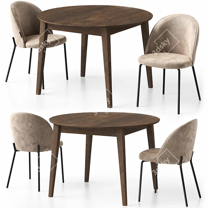 Customizable Dijon Chair and Extendable Stockholm Table 3D model image 2