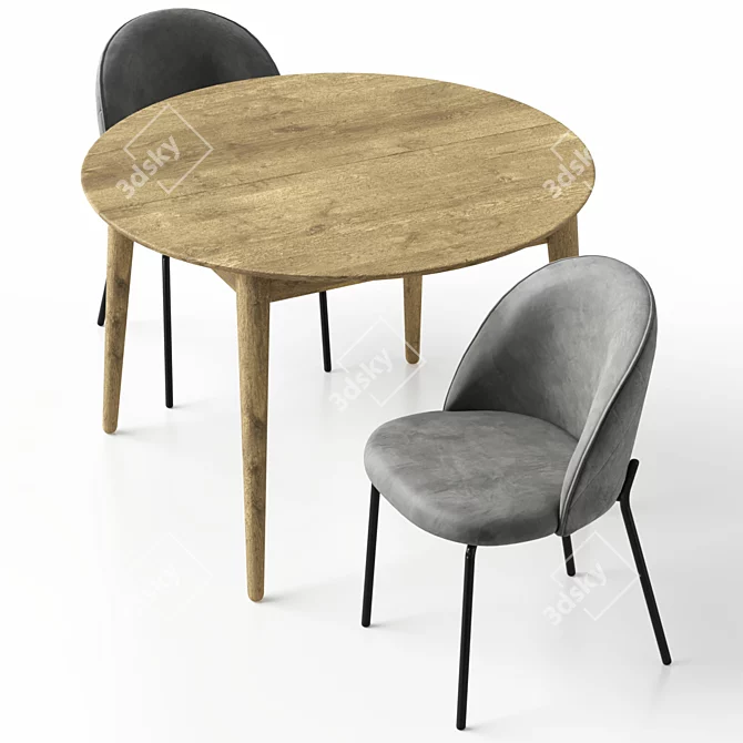 Customizable Dijon Chair and Extendable Stockholm Table 3D model image 4