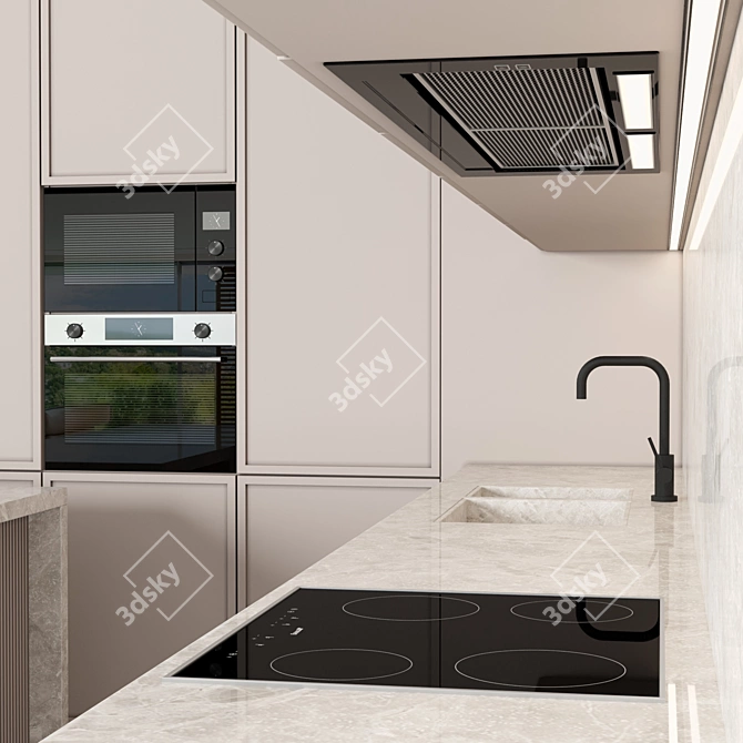  Modular Modern Kitchen Set 3D model image 5