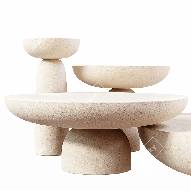 Elegant 3-Piece Coffee Table Set 3D model image 2