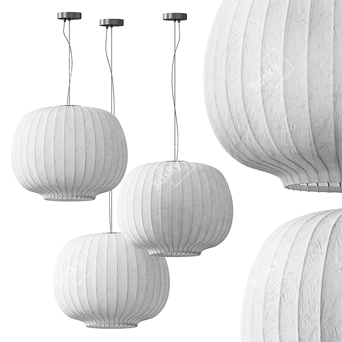  Scandinavian Paper Pendant Lamp 3D model image 2