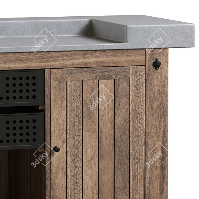 Rattan Wendel Stool Set 3D model image 4