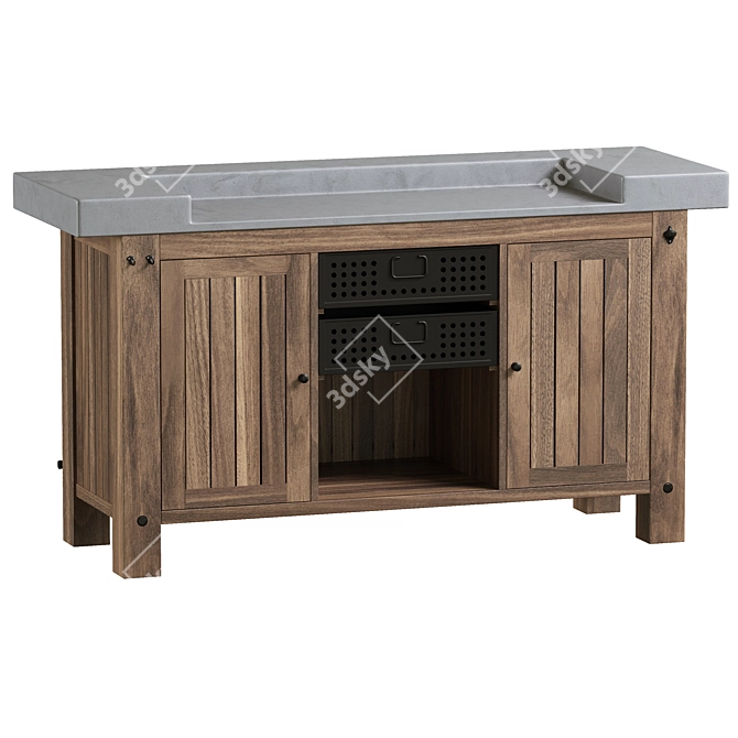 Rattan Wendel Stool Set 3D model image 5