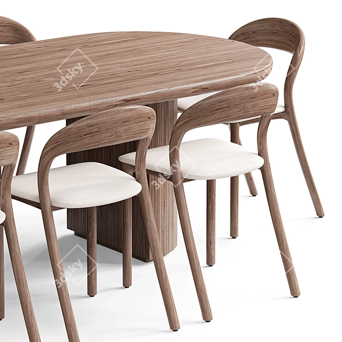 Contemporary Light Chair & Dining Table 3D model image 5