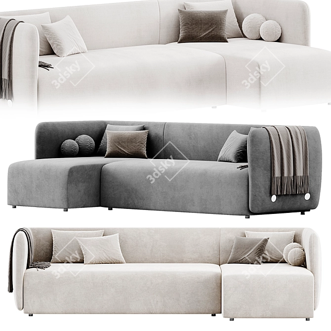 Modern Ersa Corner Sofa Set 3D model image 3