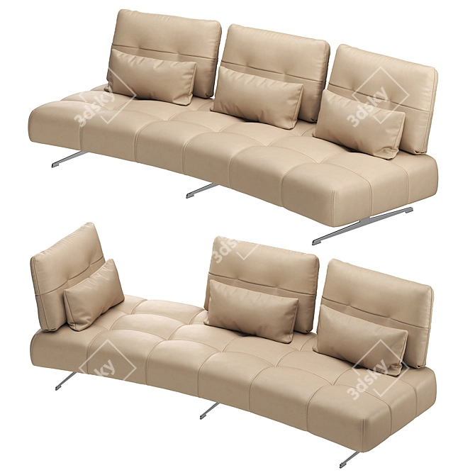 Modern Italian Sofa with Adjustable Backrest 3D model image 2