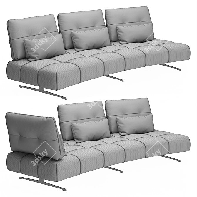 Modern Italian Sofa with Adjustable Backrest 3D model image 6